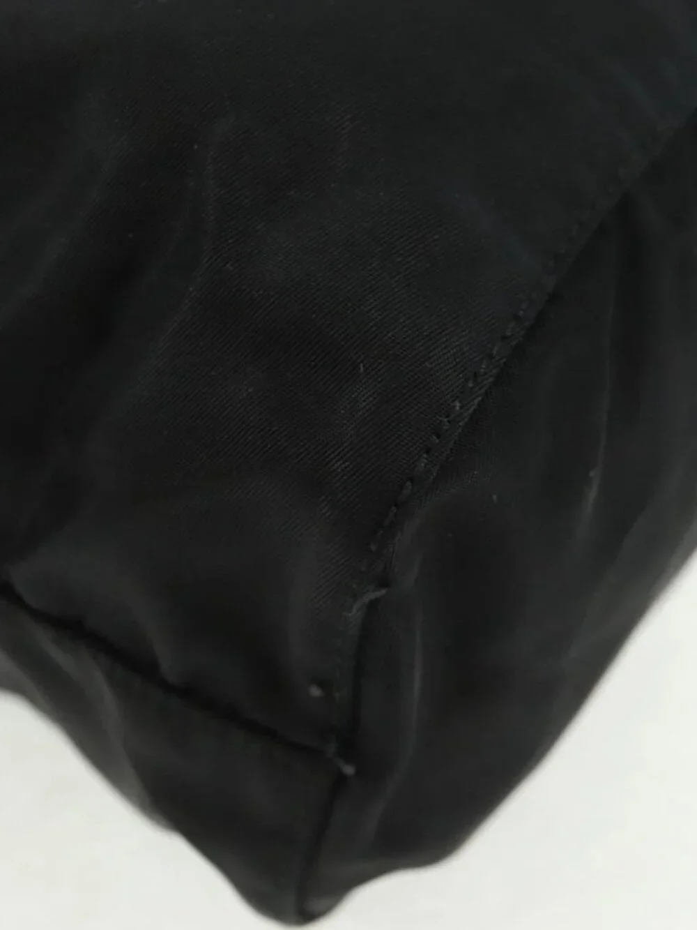 PRADA Drawstring Pouch Nylon Black Silver Auth 168451V